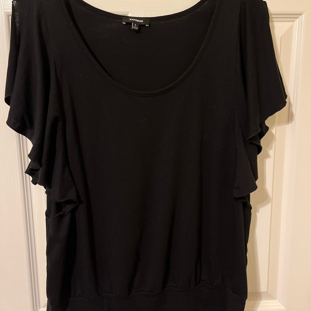 Express Elegant Black Short Sleeve Tee